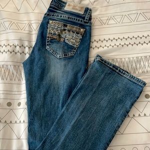 Grace bootcut s with tan/cream stitching